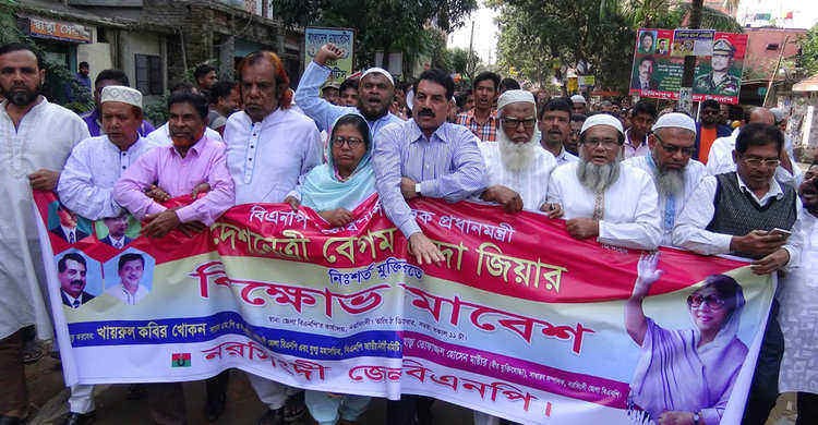খালেদা জিয়ার মুক্তির দাবি: নরসিংদীতে বিএনপির বিক্ষোভ মিছিল খালেদা জিয়ার মুক্তির দাবি: নরসিংদীতে বিএনপির বিক্ষোভ মিছিল