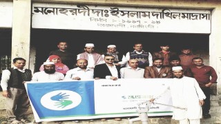 মনোহরদীতে কালেরকন্ঠ শুভসংঘের উদ্যোগে টিউবওয়েল বিতরণ