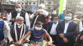 বঙ্গবন্ধুর ভাস্কর্য ভাঙ্গার প্রতিবাদে শিবপুর আওয়ামী লীগের মানববন্ধন