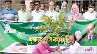 মাধবদীতে যুবলীগের উদ্যোগে বৃক্ষ রোপন