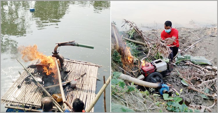 শিবপুরে অবৈধ বালু উত্তোলনের মেশিন পুড়িয়ে দিল মোবাইল কোর্ট শিবপুরে অবৈধ বালু উত্তোলনের মেশিন পুড়িয়ে দিল মোবাইল কোর্ট