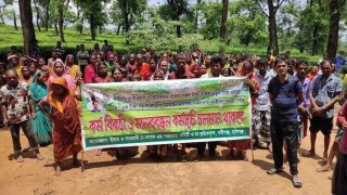 হবিগঞ্জে ৭ দফা দাবীতে চা শ্রমিকদের মানববন্ধন