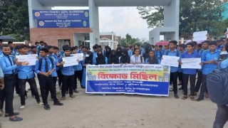 শিক্ষক লাঞ্চিতের অভিযোগ: তাঁতবোর্ড চেয়ারম্যানের বিরুদ্ধে মানববন্ধন